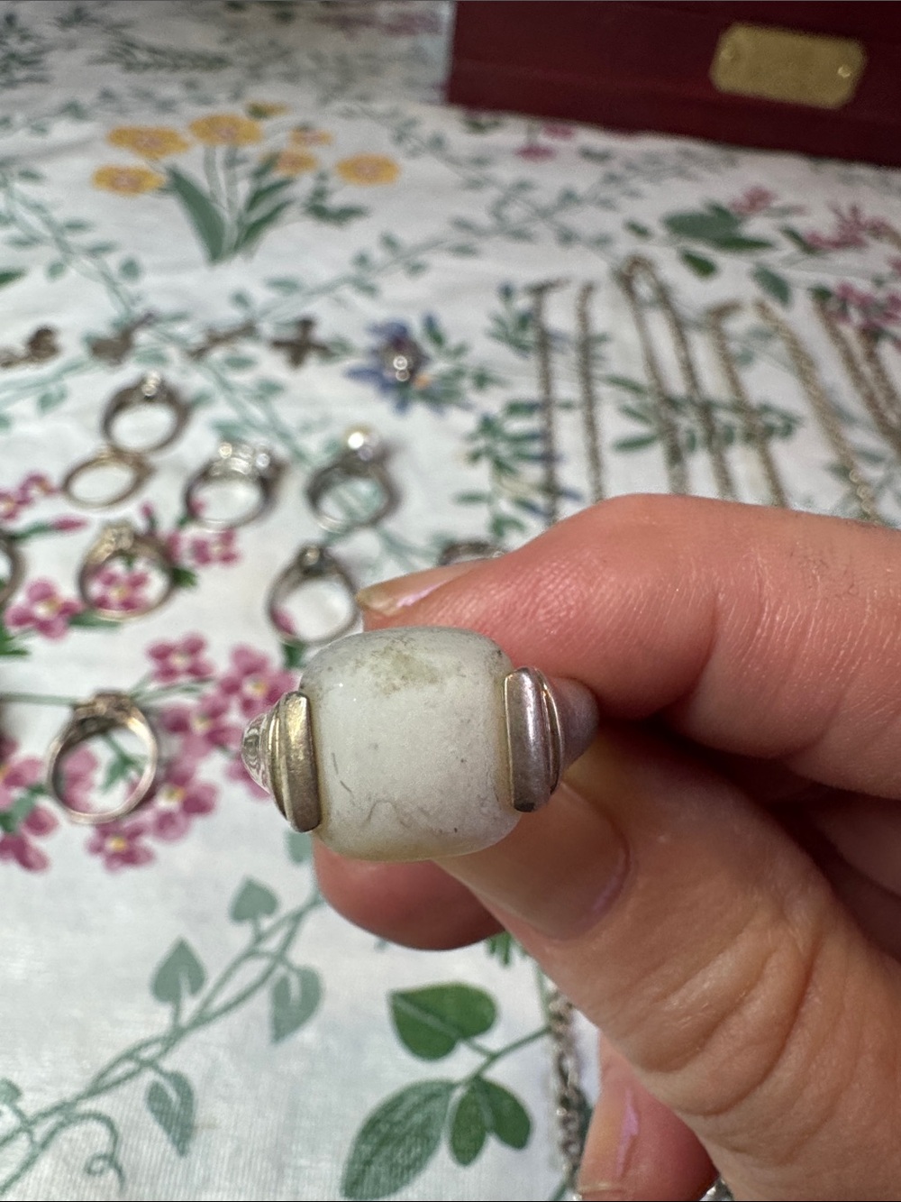 Sterling Silver White Stone Statement Ring